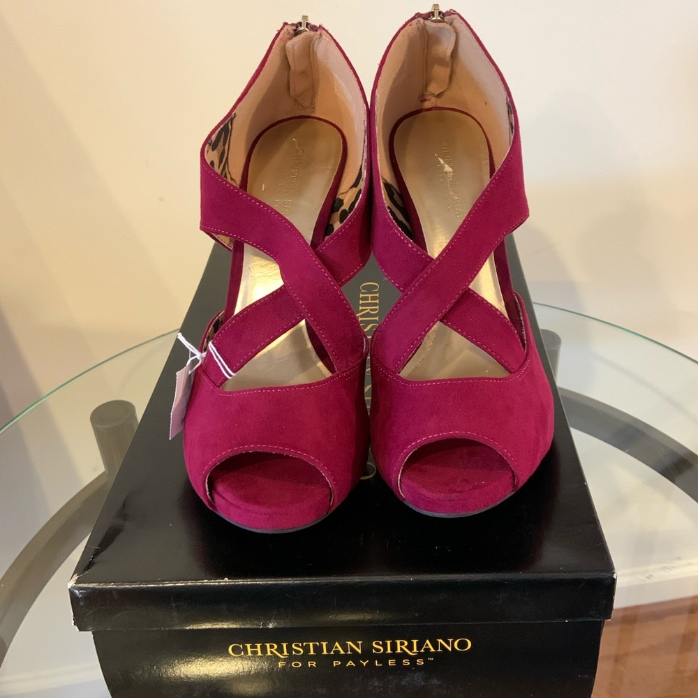 Berry Peep Toe Heels